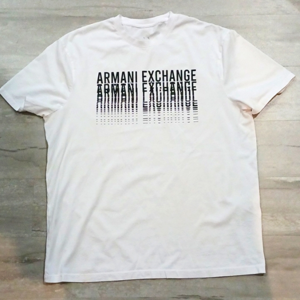 Armani Exchange White Short Sleeve Tee with Black Logo
